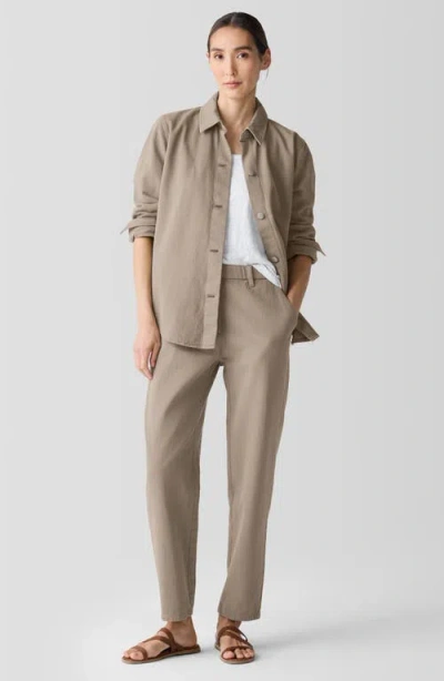 Eileen Fisher Classic Collar Organic Cotton Shirt Jacket In Reed