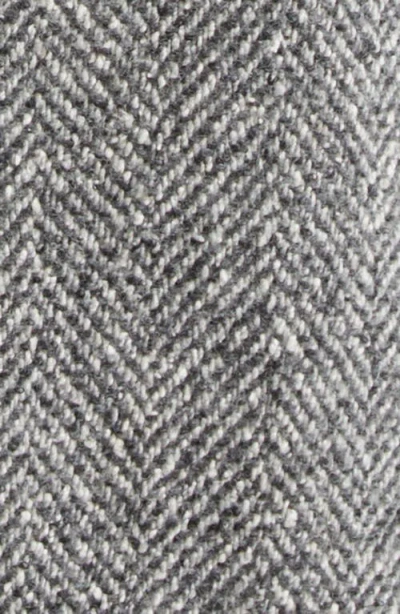 Vince Herringbone Tweed Double Breasted Coat In Charcoal
