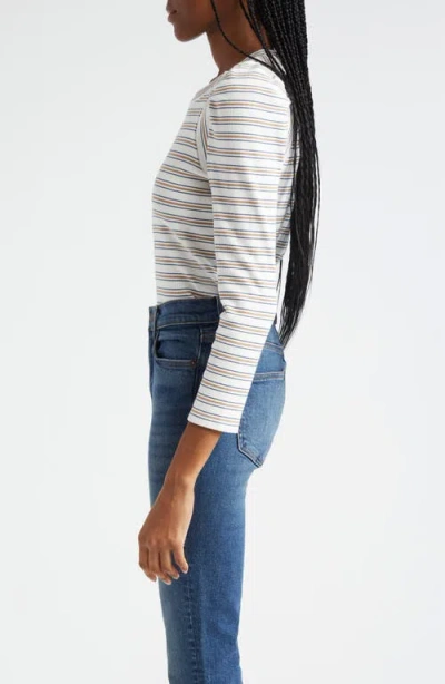 VERONICA BEARD VERONICA BEARD DELANO STRIPE PUFF SHOULDER STRETCH COTTON RIB TOP 
