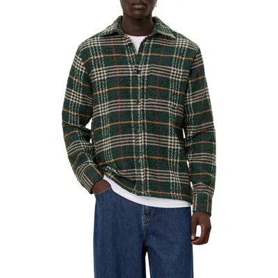 Les Deux Kaleb Plaid Overshirt In Pine Green/ivory