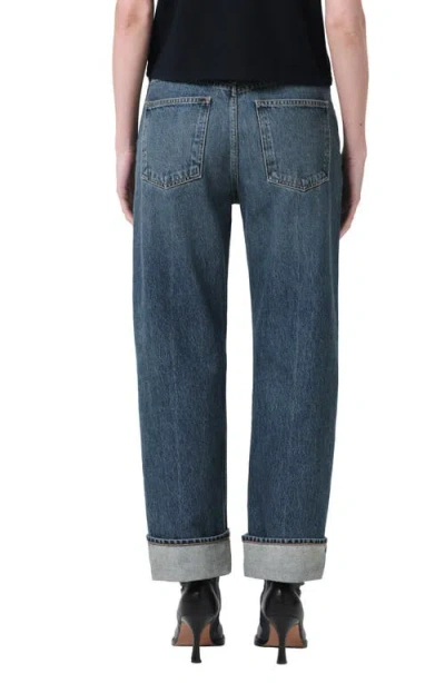 Agolde Fran High Waist Cuff Wide Leg Jeans In Blue