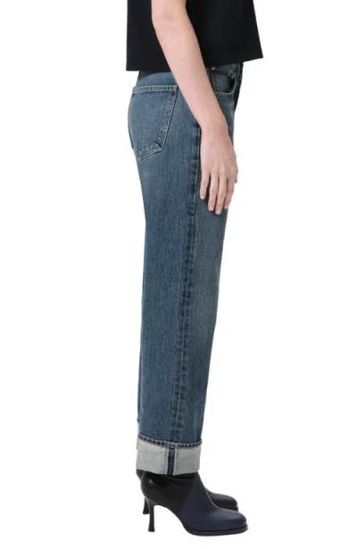 Agolde Fran High Waist Cuff Wide Leg Jeans In Blue