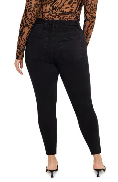 Good American Good Legs Crossover Waist Ankle Skinny Jeans In Black337