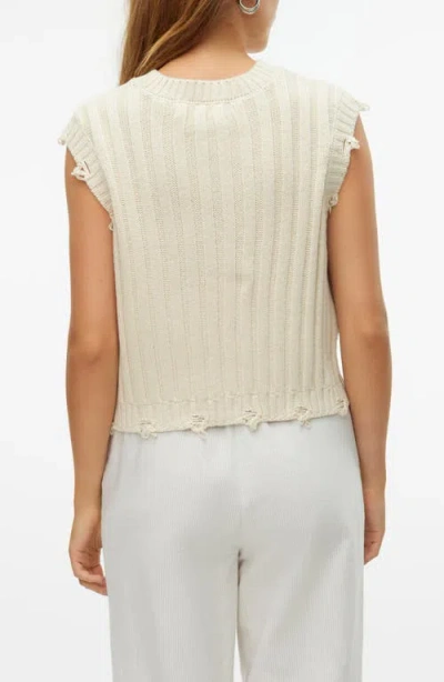 Vero Moda Danna Distressed Sleeveless Sweater In Birch