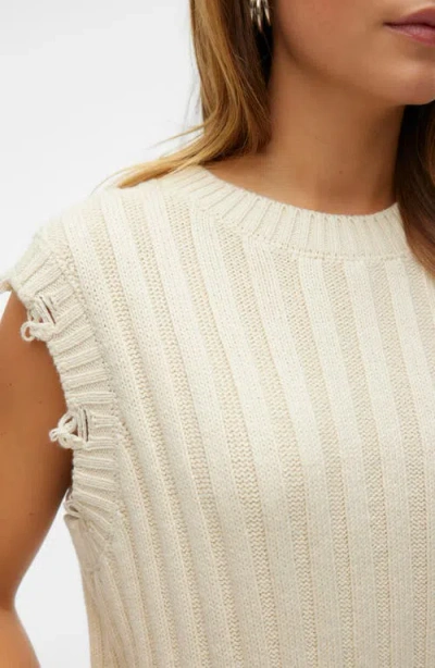Vero Moda Danna Distressed Sleeveless Sweater In Birch