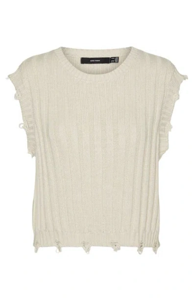Vero Moda Danna Distressed Sleeveless Sweater In Birch