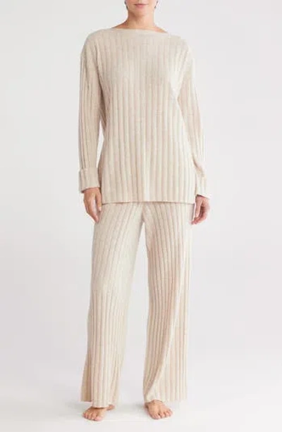 Nordstrom Ribbed Cashmere Lounge Set In Beige Oatmeal Light Heather