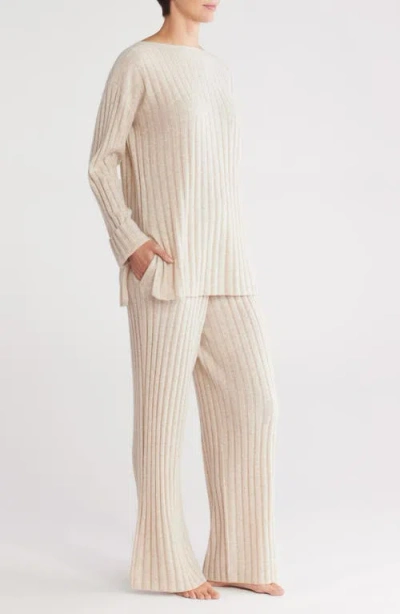 Nordstrom Ribbed Cashmere Lounge Set In Beige Oatmeal Light Heather