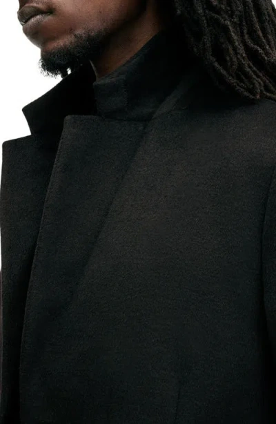 Allsaints Hal Button-fastening Coat In Black