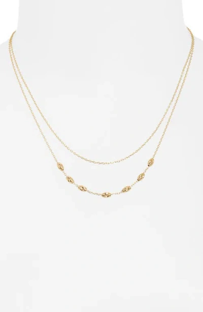 Argento Vivo Sterling Silver 18k Gold Plate Sterling Silver Station Layered Chain Necklace In Gold