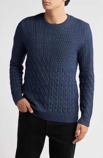 Rails Biarritz Patterned Crewneck Sweater In Multi Weave Indigo