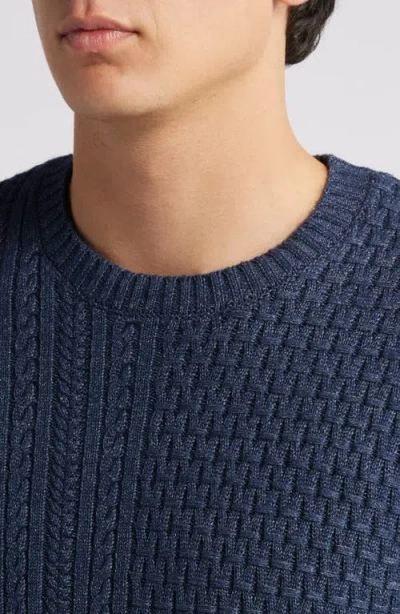 Rails Biarritz Patterned Crewneck Sweater In Multi Weave Indigo