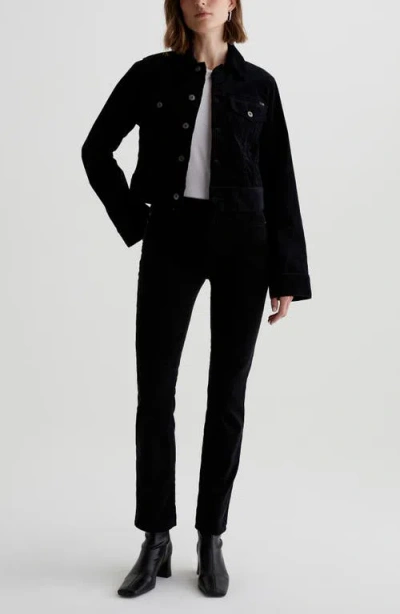 Ag Mari Slim Straight Leg Corduroy Pants In Super Black