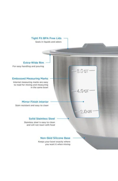 Viking 10-piece Stainless Steel Mixing Bowl Set With Lids In Grey