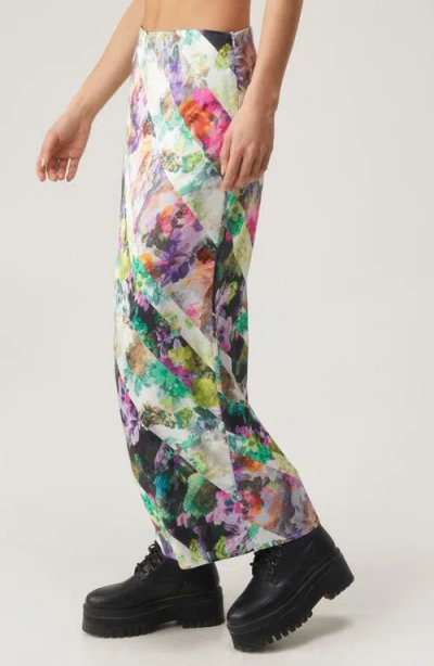 Nasty Gal Floral Bias Cut Maxi Skirt In Purple Multi