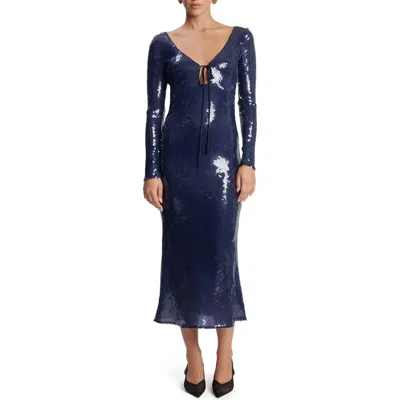 Bardot Verona Sequin Long Sleeve Maxi Dress In Purple
