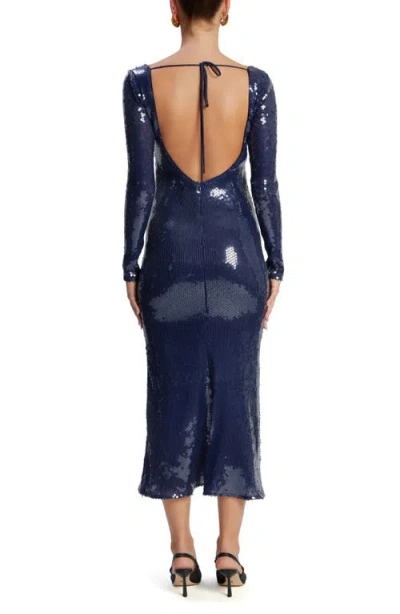 Bardot Verona Sequin Long Sleeve Maxi Dress In Purple