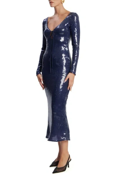 Bardot Verona Sequin Long Sleeve Maxi Dress In Purple