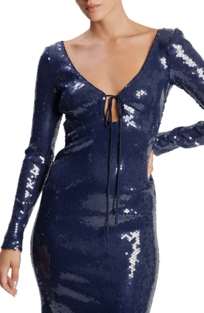 Bardot Verona Sequin Long Sleeve Maxi Dress In Purple