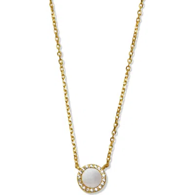 Argento Vivo Sterling Silver Mother-of-pearl Circle Pendant Necklace In Gold
