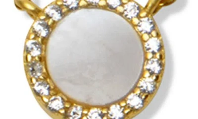 Argento Vivo Sterling Silver Mother-of-pearl Circle Pendant Necklace In Gold