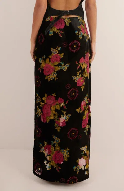Nasty Gal Floral Devore Maxi Skirt In Pink