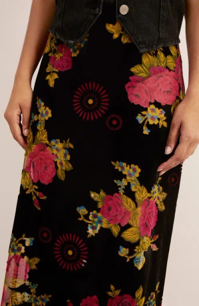 Nasty Gal Floral Devore Maxi Skirt In Pink