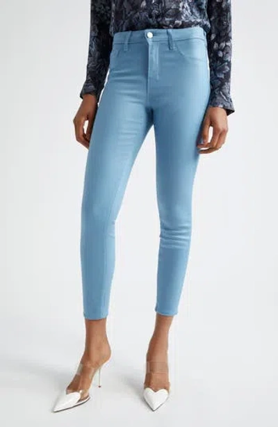 L'agence Margot Coated Crop High Waist Skinny Jeans In Blue Mist Coated