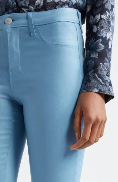 L'agence Margot Coated Crop High Waist Skinny Jeans In Blue Mist Coated