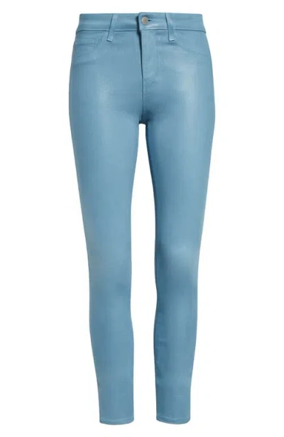 L'agence Margot Coated Crop High Waist Skinny Jeans In Blue Mist Coated