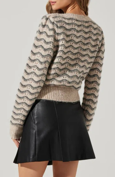 Astr The Label Jaylani Wavy Stitch Sweater In Grey Taupe