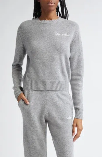 Sporty And Rich Sporty & Rich Vendome Script Cotton Crewneck Sweater In Heather Gray