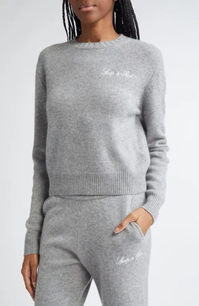 Sporty And Rich Sporty & Rich Vendome Script Cotton Crewneck Sweater In Heather Gray