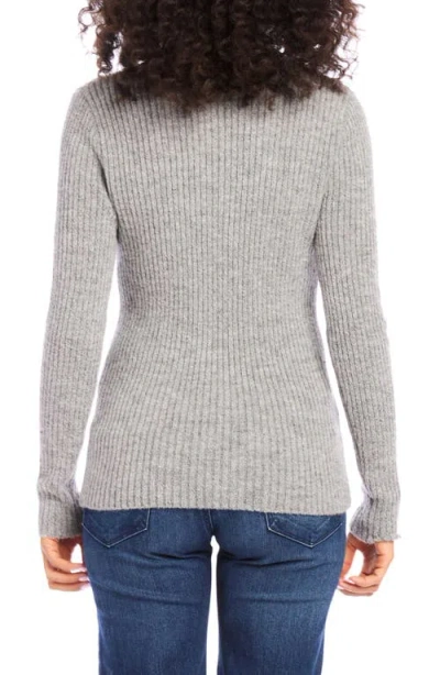 Karen Kane Wide Ribbed Crewneck Sweater In Gray In Gray
