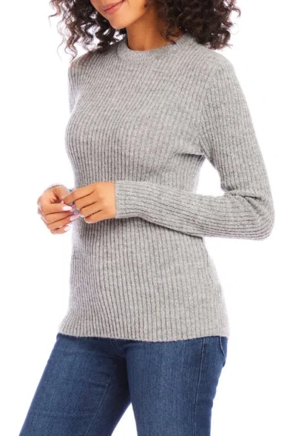 Karen Kane Wide Ribbed Crewneck Sweater In Gray In Gray