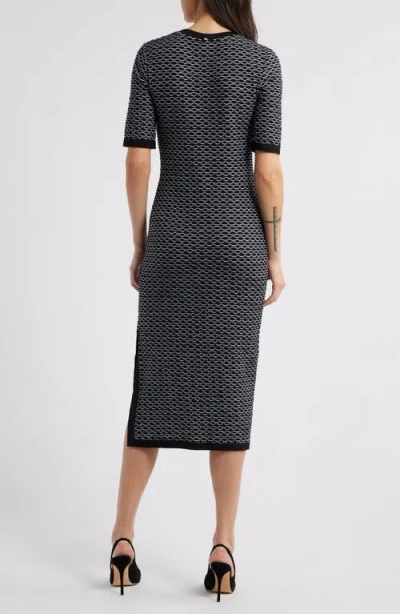 Hugo Boss Boss Etanah Wavy Stripe Sweater Dress In Monochrome Honeycomb Structure