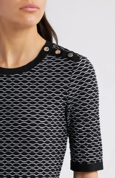 Hugo Boss Boss Etanah Wavy Stripe Sweater Dress In Monochrome Honeycomb Structure