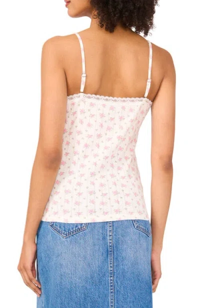 1.state Ditsy Lace Trim Pointelle Camisole In Rose Pink