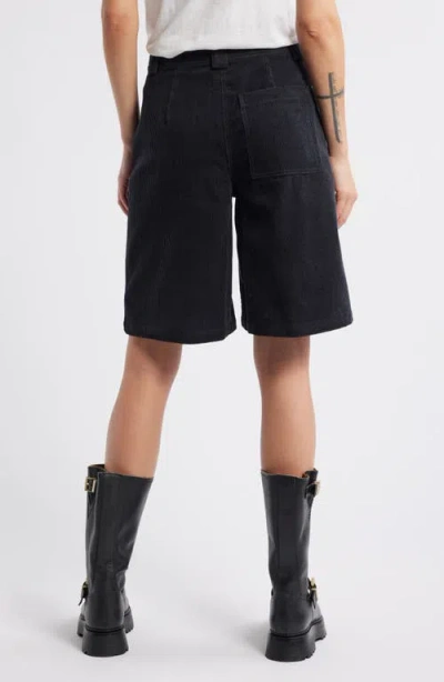 Topshop Long Corduroy Shorts In Mid Blue