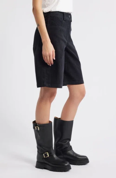 Topshop Long Corduroy Shorts In Mid Blue