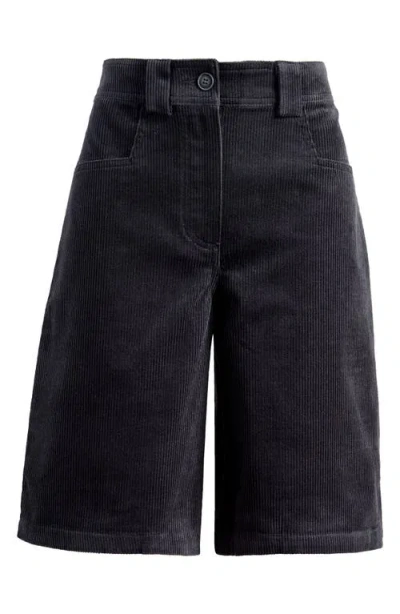 Topshop Long Corduroy Shorts In Mid Blue