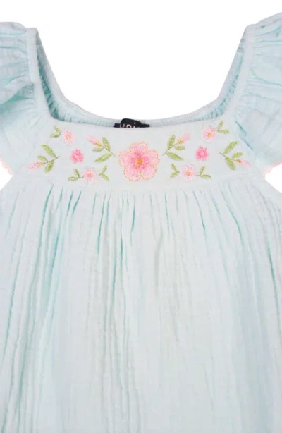 Zunie Kids' Embroidered Gauze Top & Shorts Set In Aqua/ivory
