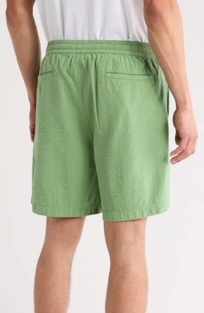 14th & Union Seersucker Cotton Shorts In Green Shale