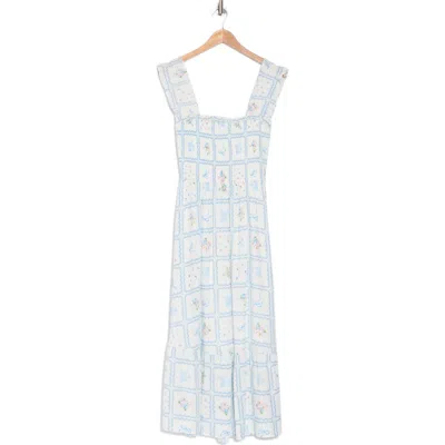 Blu Pepper Floral Smocked Maxi Dress In Blue Multi