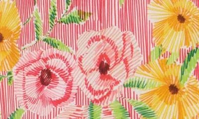 Stitchdrop Windjammer Short Sleeve Cotton Shirtdress In Sketch Peony
