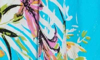 Vince Camuto Exotic Blooms Crinkle Topper In Blue Multi