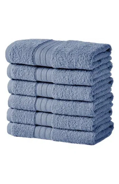 Woven & Weft Set Of 6 Hand Towels In Chambray Blue