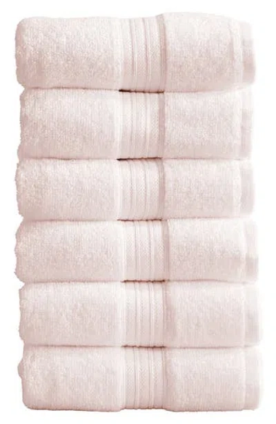 Woven & Weft Set Of 6 Hand Towels In Pink