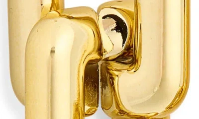 Kenneth Jay Lane Rectangular Link Drop Earrings In Polished Gold
