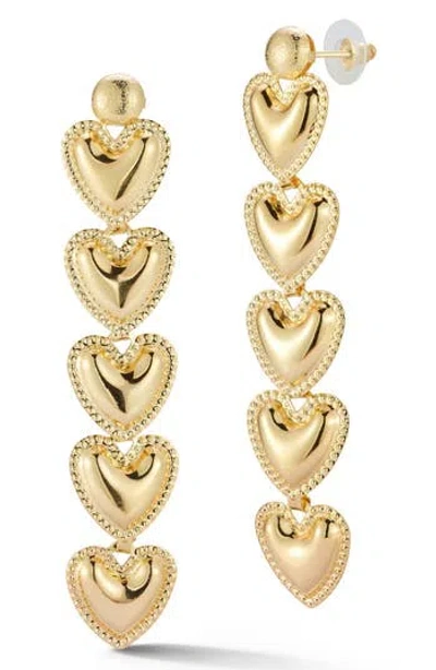 Sphera Milano Linear Heart Drop Earrings In Gold